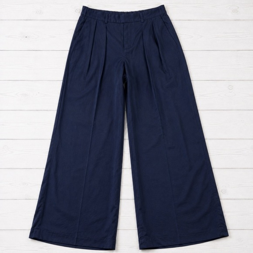 Vince Coastal Blue Pleated Wide Leg Triacetate Trousers Quiet Luxury  XS NEW